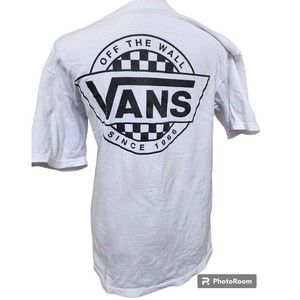 White VANS Off The Wall T-Shirt Size Small 2 Sides